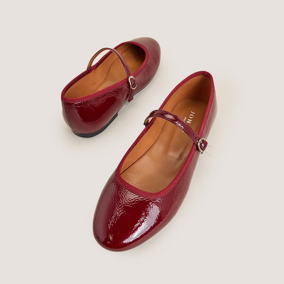 Ballerines Douceur Vernis Pliss Bordeaux