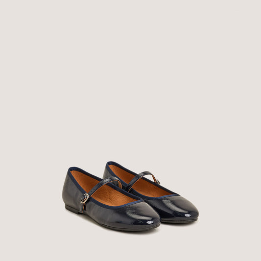 Ballerines Douceur Vernis Pliss Marine