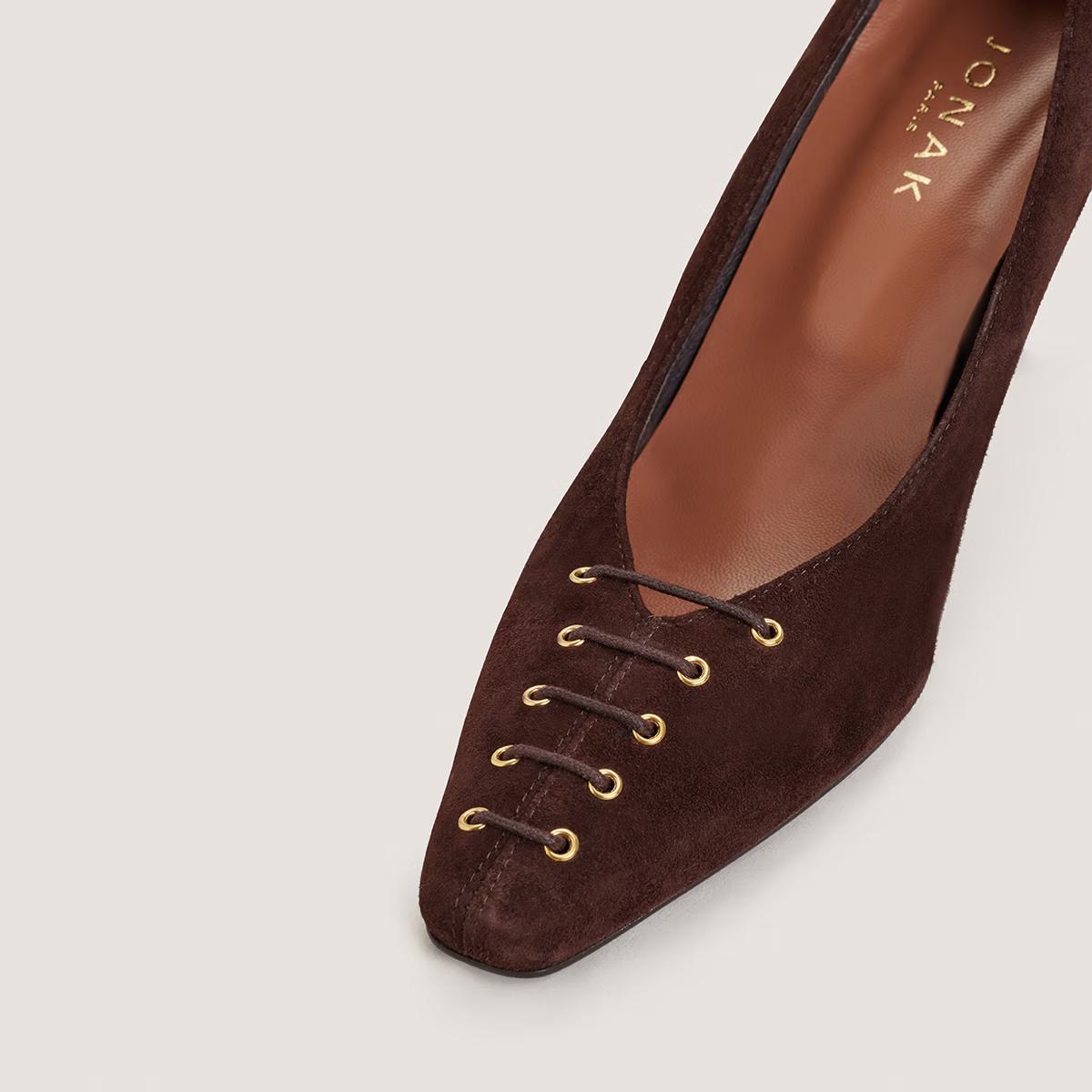 Escarpins Drapy Velours Marron