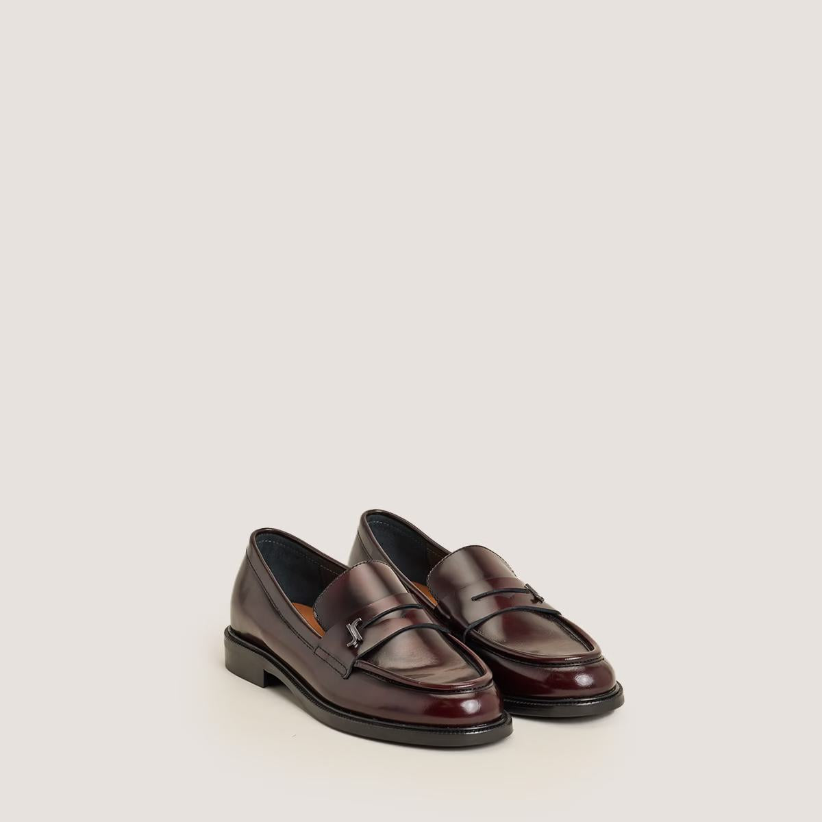 Mocassins Duedi Cuir Glace Bordeaux