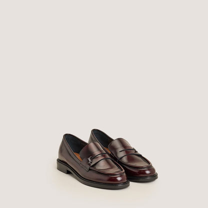 Mocassins Duedi Cuir Glace Bordeaux