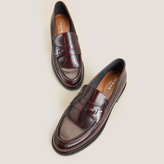 Mocassins Duedi Cuir Glace Bordeaux