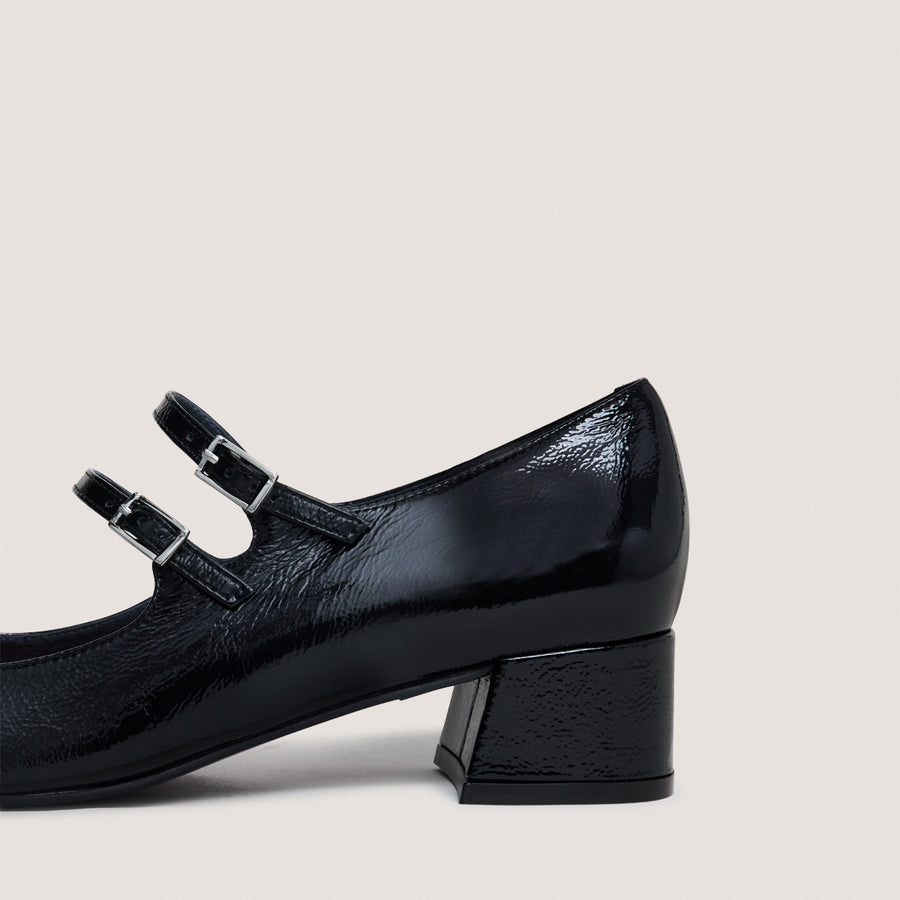 Salomes/babies Duny Vernis Plisse Noir