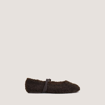 Ballerines Duvet Fluffy Marron-Fonce