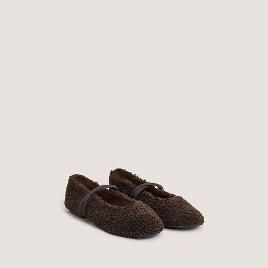 Ballerines Duvet Fluffy Marron-Fonce