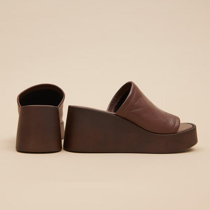 Mules Eugene Cuir Marron-Fonce