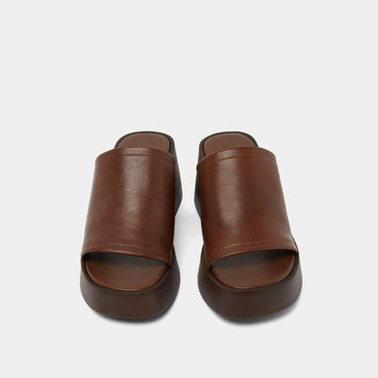 Mules Eugene Cuir Marron-Fonce