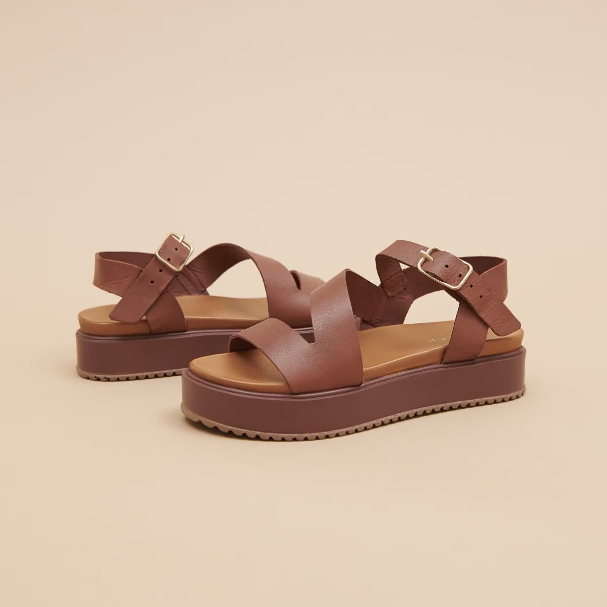 Sandales Isaure Cuir Marron