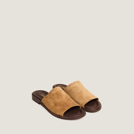 Women Mules Genuine Full-Grain Calf Leather - Tabac