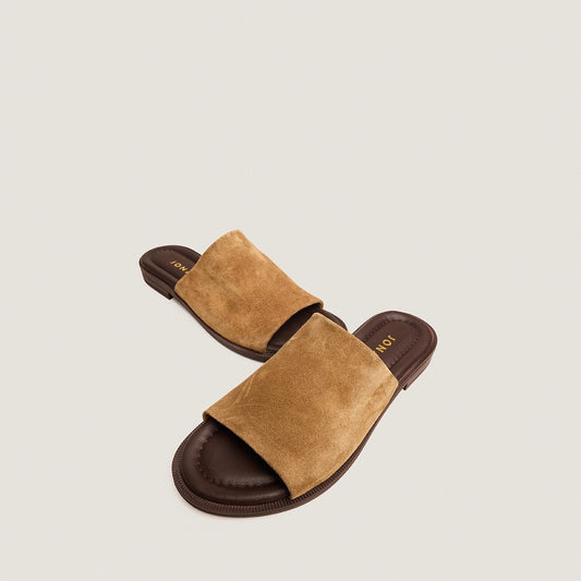 Women Mules Genuine Full-Grain Calf Leather - Tabac