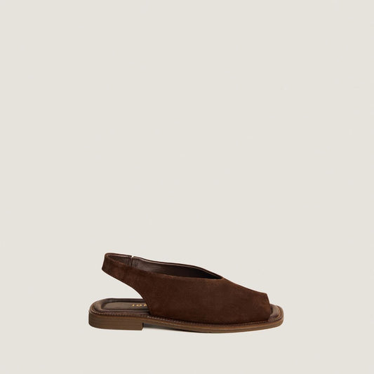 Women Ballet Flats Slingback Soft Velvet Suede - Brown Marron