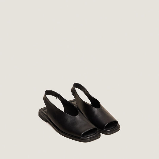 Women's Ballet Flats Genuine Full-Grain Leather - Black Noir