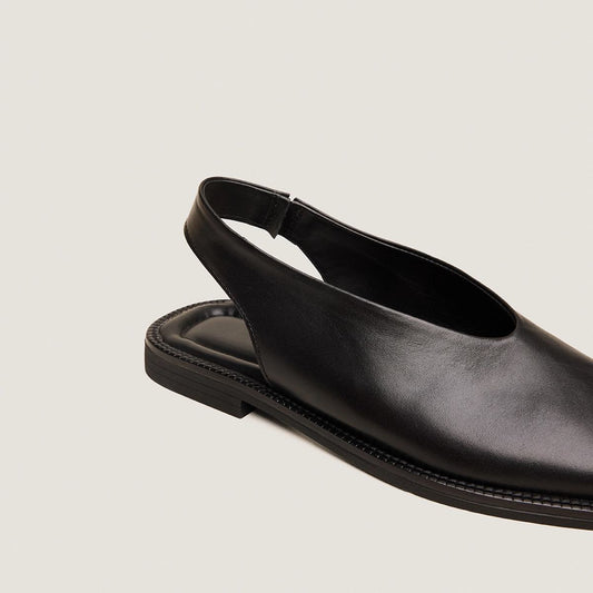 Women's Ballet Flats Genuine Full-Grain Leather - Black Noir