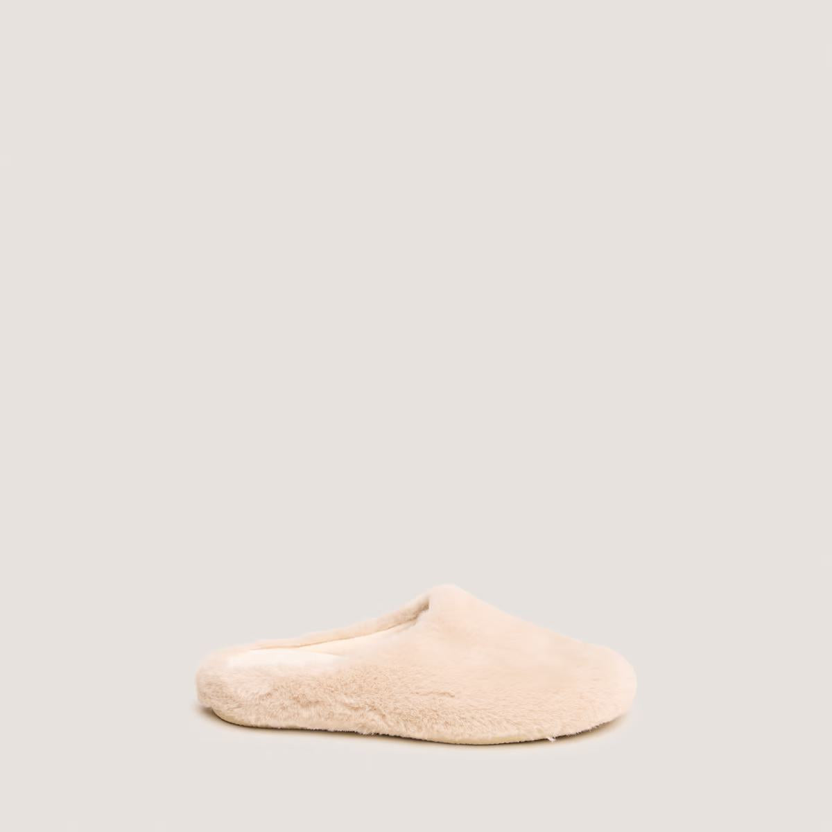 Jonak | Jude Fluffy Slippers - Textile Upper Beige