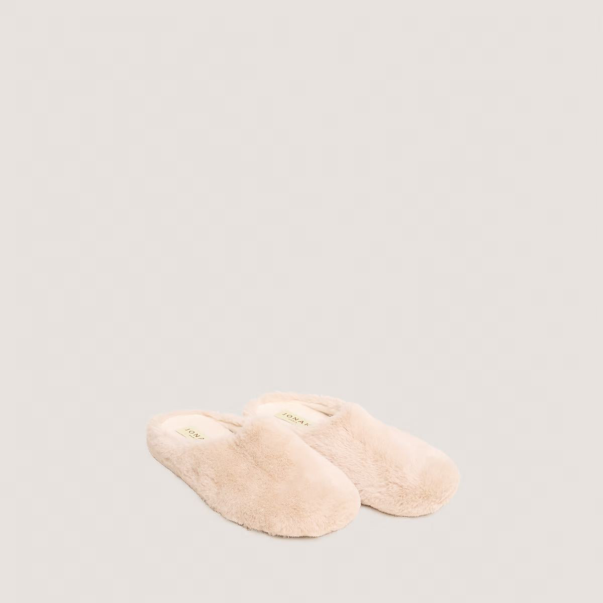 Jonak | Jude Fluffy Slippers - Textile Upper Beige