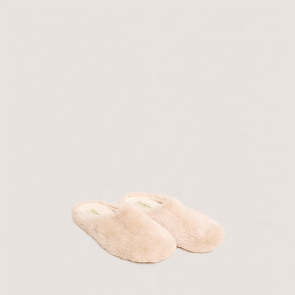 Jonak | Jude Fluffy Slippers - Textile Upper Beige