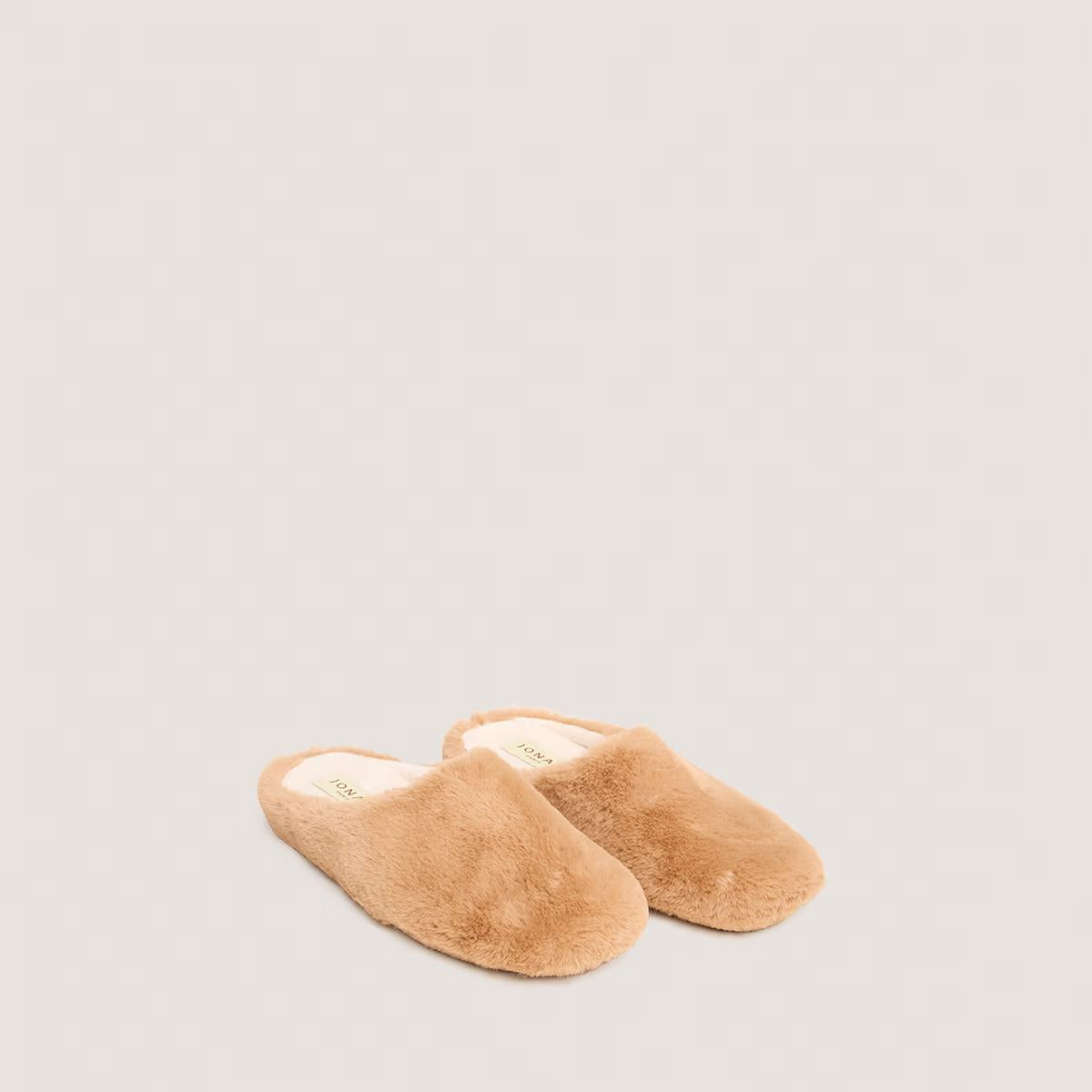 JONAK | Jude Fluffy Slippers - Camel
