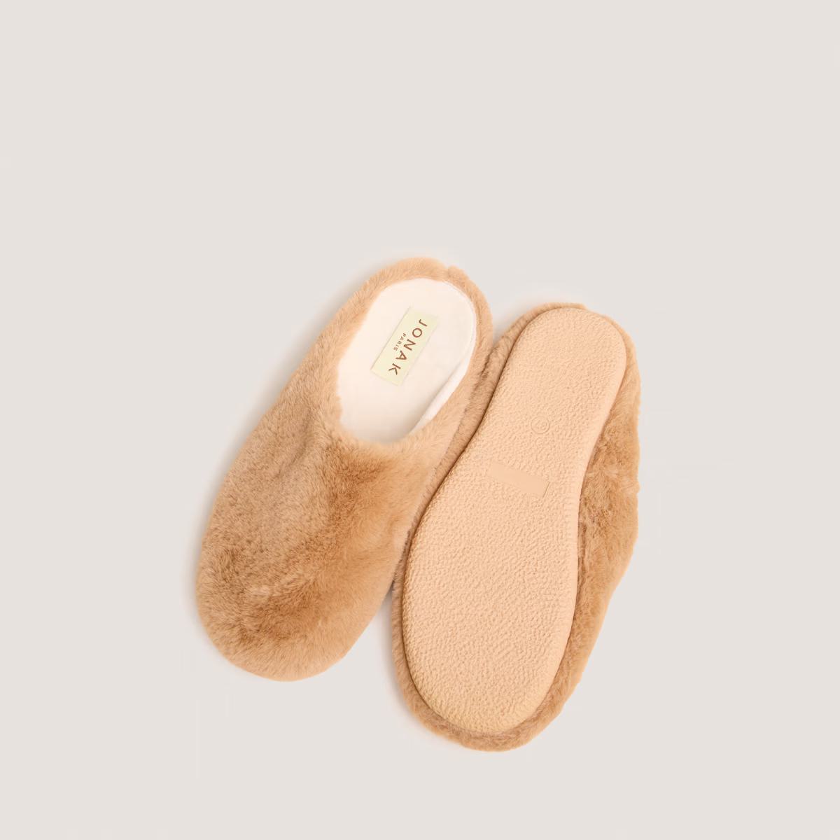 JONAK | Jude Fluffy Slippers - Camel