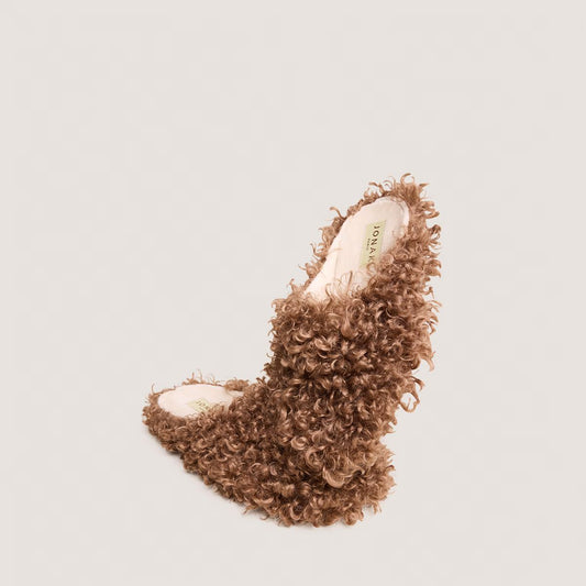 Jonak | Judie Fluffy Slippers - Hazelnut Noisette