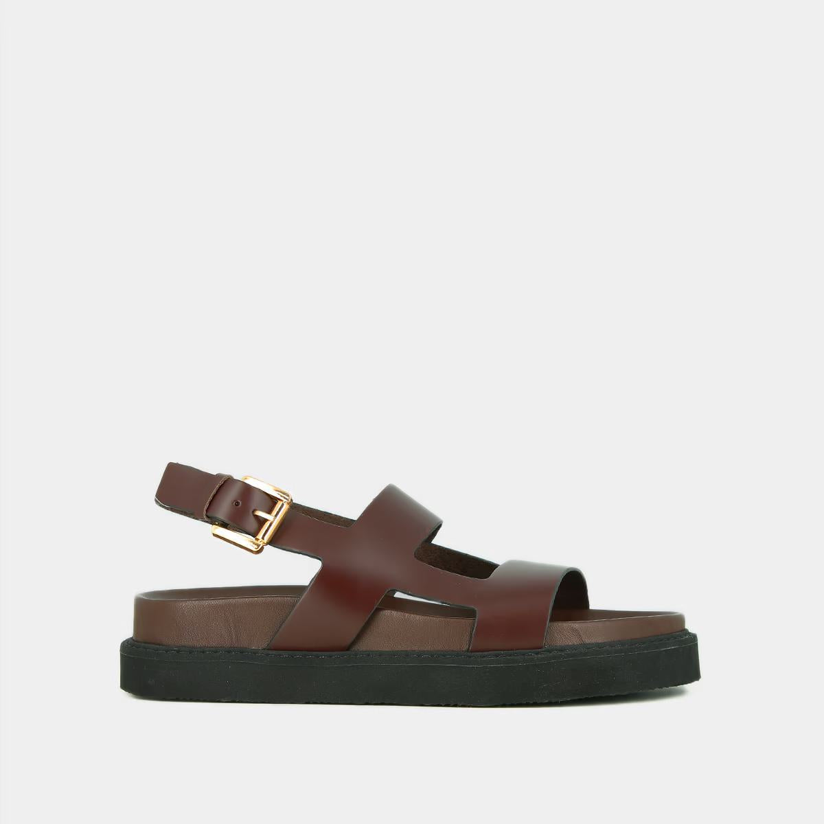 Sandales Lagune Cuir Glace Marron-Fonce