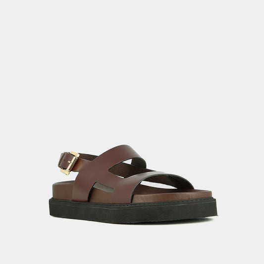 Sandales Lagune Cuir Glace Marron-Fonce