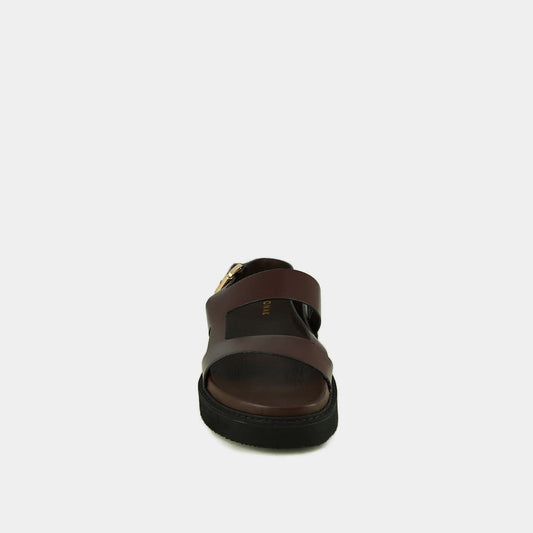 Sandales Lagune Cuir Glace Marron-Fonce