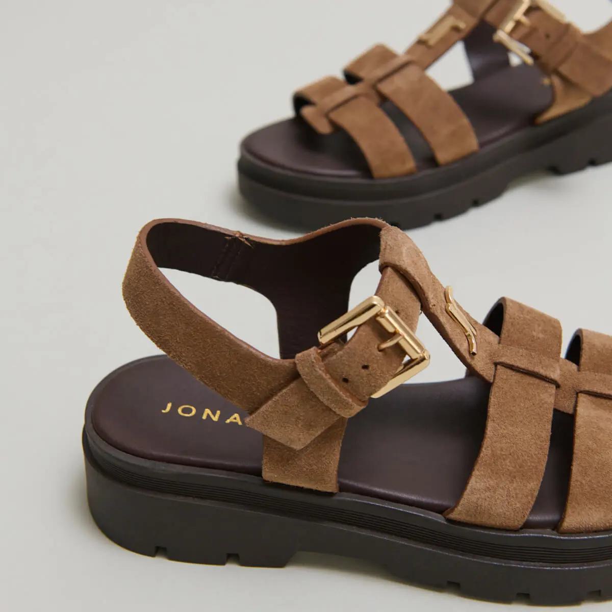 Women Sandals Soft Textured Crust Leather - Taupe