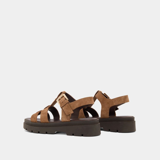 Women Sandals Soft Textured Crust Leather - Taupe