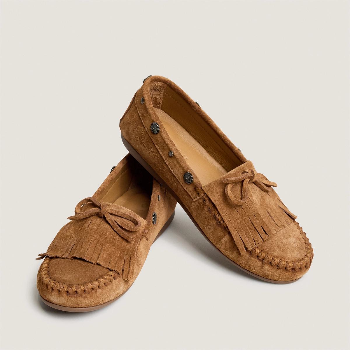 Women's Louison Moccasins Croute Leather - Cognac