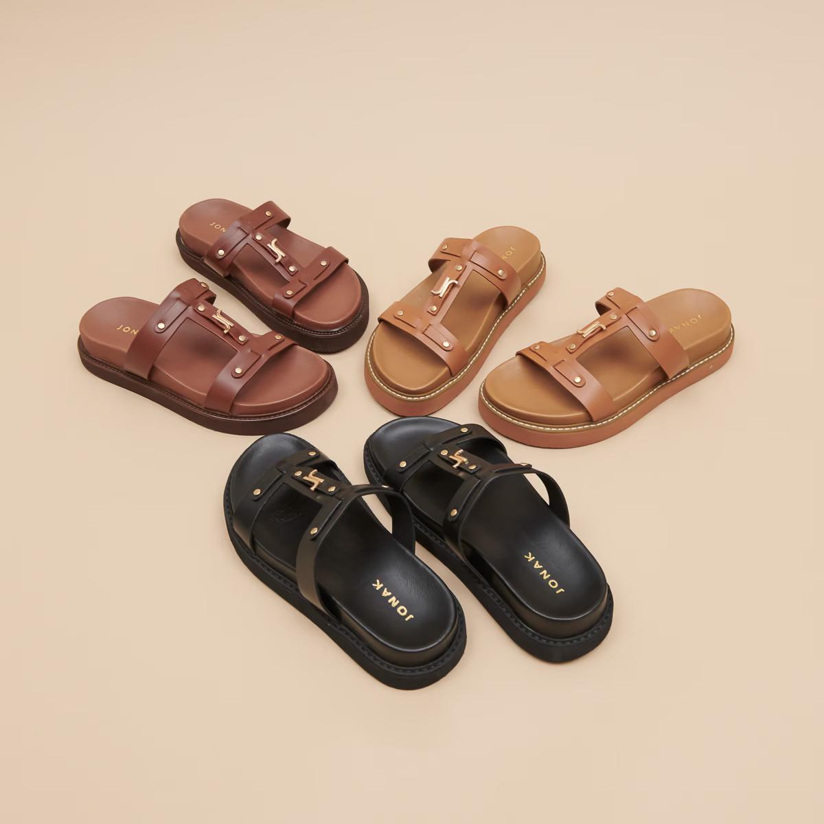 Sandales Luana Cuir Glace Cognac