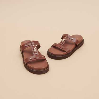 Sandales Luana Cuir Glace Marron