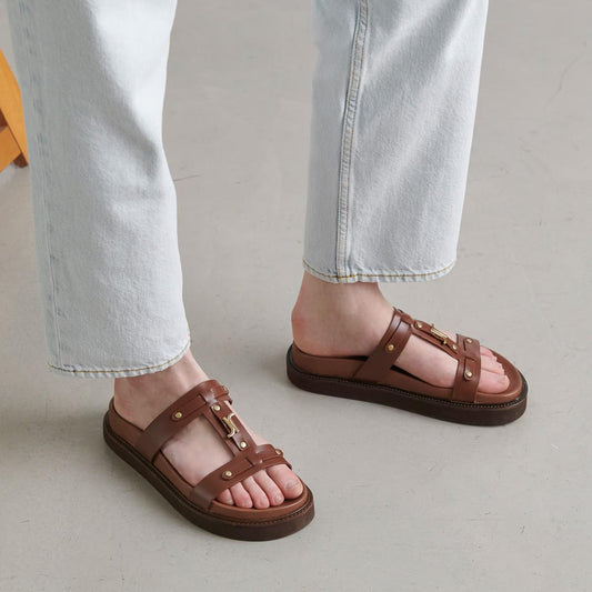 Sandales Luana Cuir Glace Marron