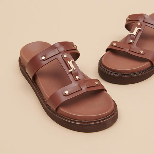 Sandales Luana Cuir Glace Marron