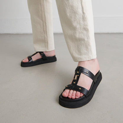 Sandales Luana Cuir Glace Noir