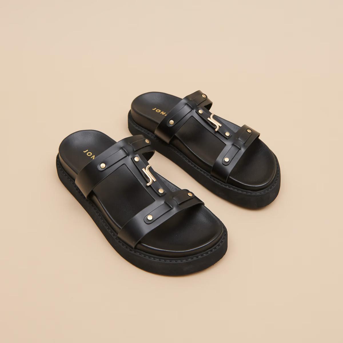 Sandales Luana Cuir Glace Noir