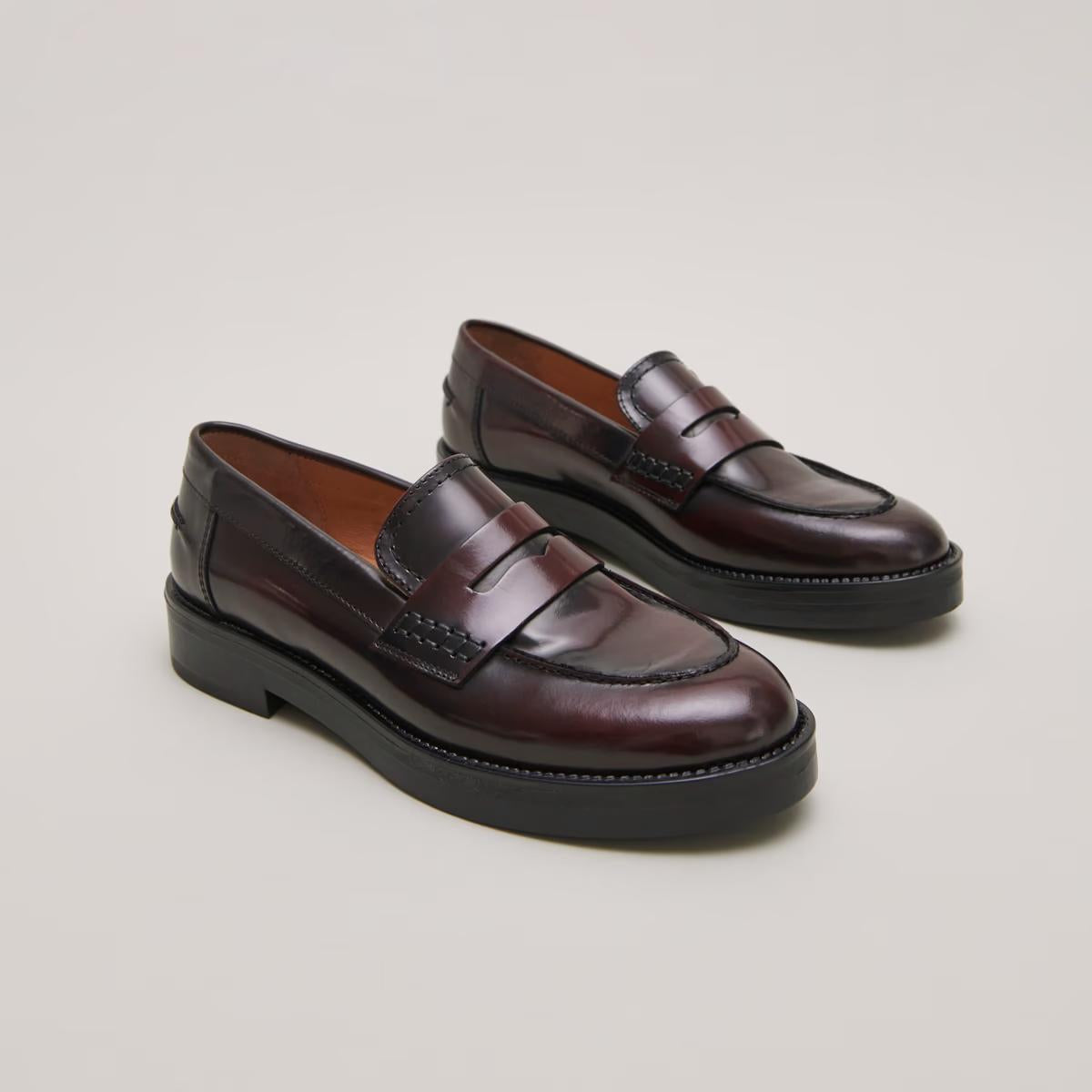 Mocassins Mirna Cuir Glace Bordeaux