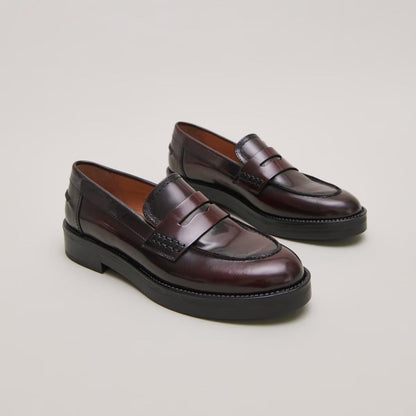 Mocassins Mirna Cuir Glace Bordeaux