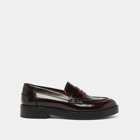 Mocassins Mirna Cuir Glace Bordeaux