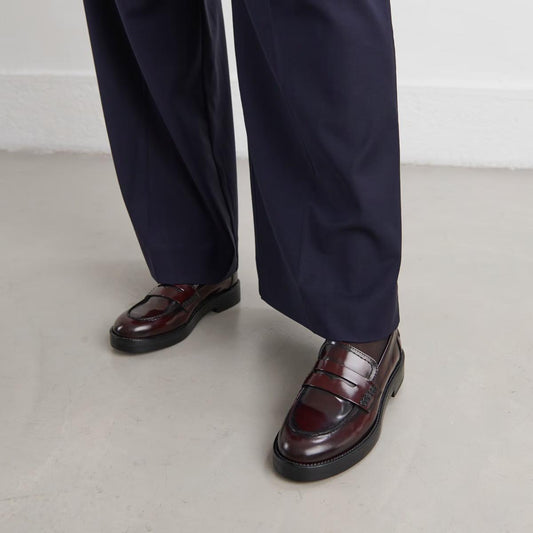 Mocassins Mirna Cuir Glace Bordeaux