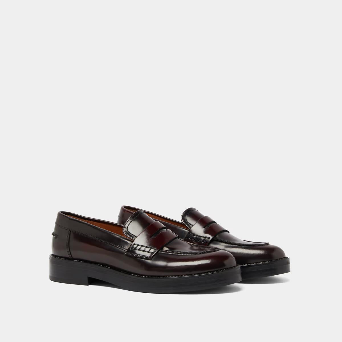 Mocassins Mirna Cuir Glace Bordeaux
