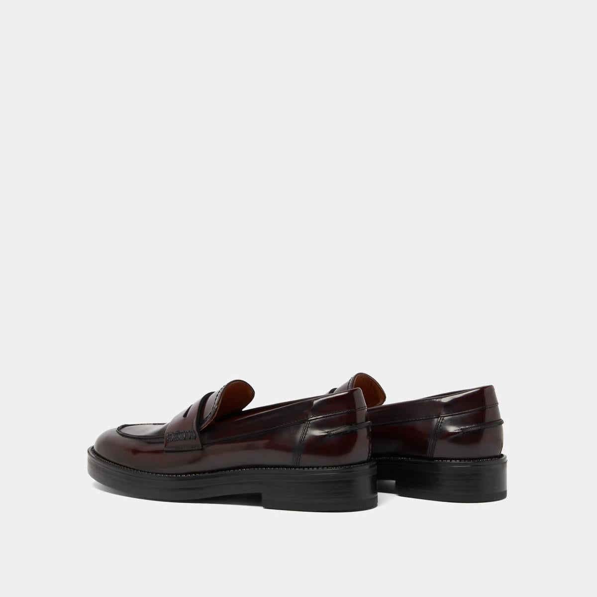 Mocassins Mirna Cuir Glace Bordeaux