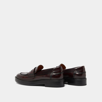 Mocassins Mirna Cuir Glace Bordeaux