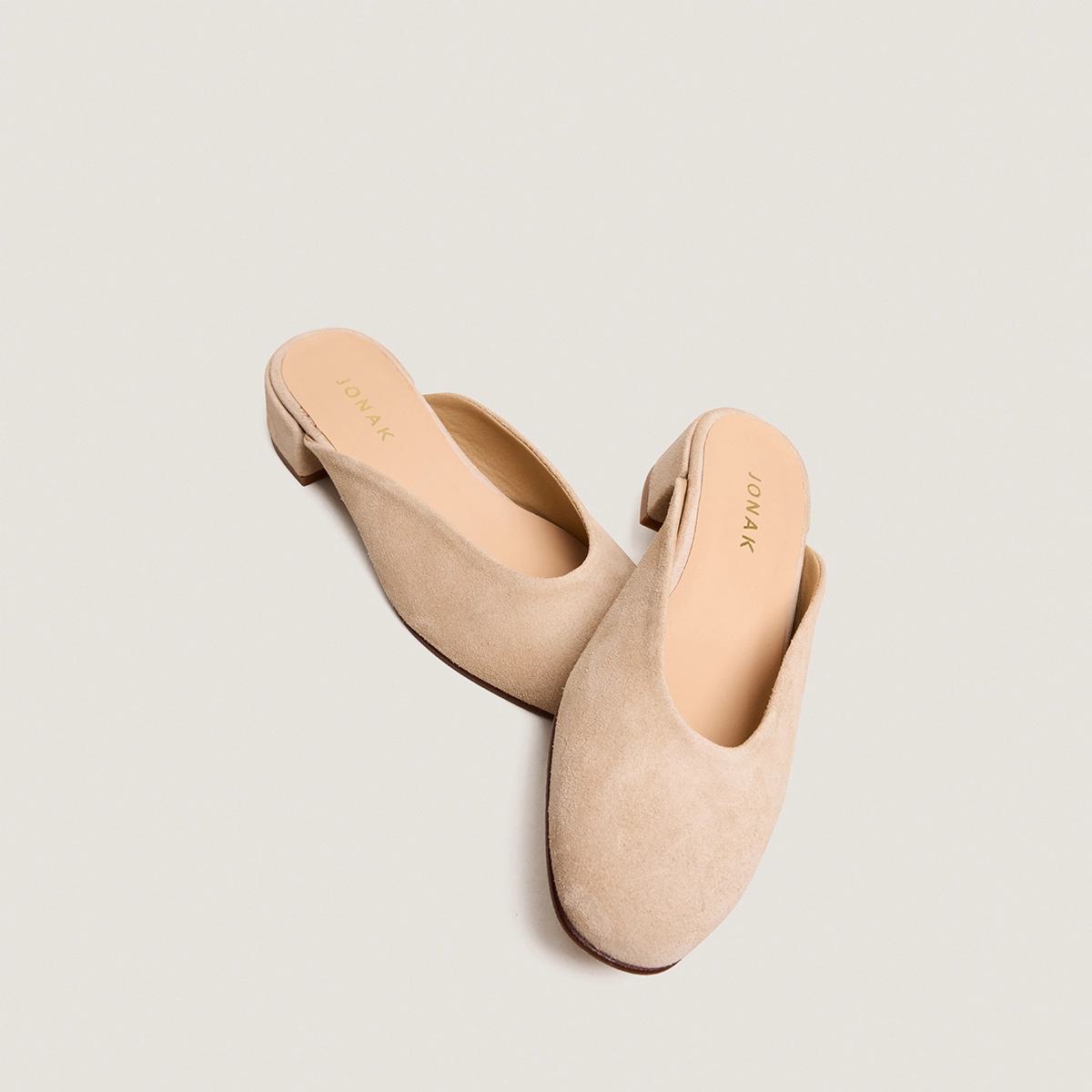 Women Mules Genuine Calfskin Leather Hand-Stitched - Ivory Ivoire