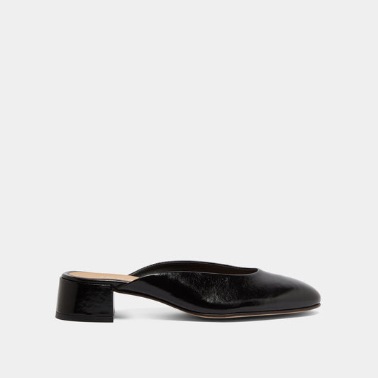 Women Mules Vernis Patent Leather Premium Luxury - Noir