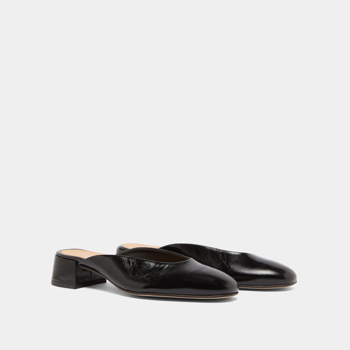 Women Mules Vernis Patent Leather Premium Luxury - Noir