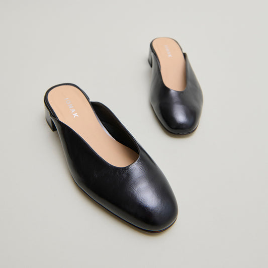 Women Mules Vernis Patent Leather Premium Luxury - Noir