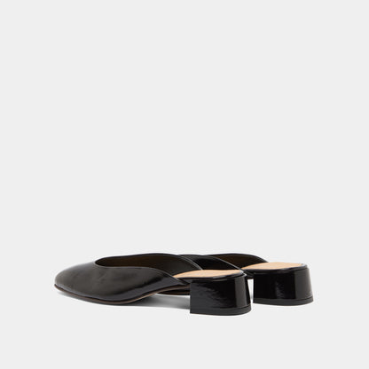 Women Mules Vernis Patent Leather Premium Luxury - Noir