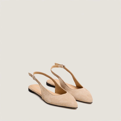Women's Ballerinas Pointed-Toe Slingback Leather - Ivory Ivoire