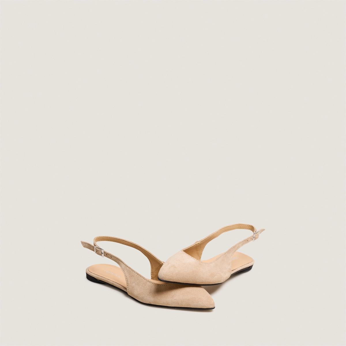 Women's Ballerinas Pointed-Toe Slingback Leather - Ivory Ivoire
