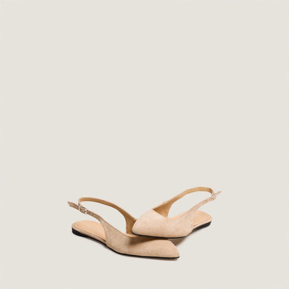 Women's Ballerinas Pointed-Toe Slingback Leather - Ivory Ivoire